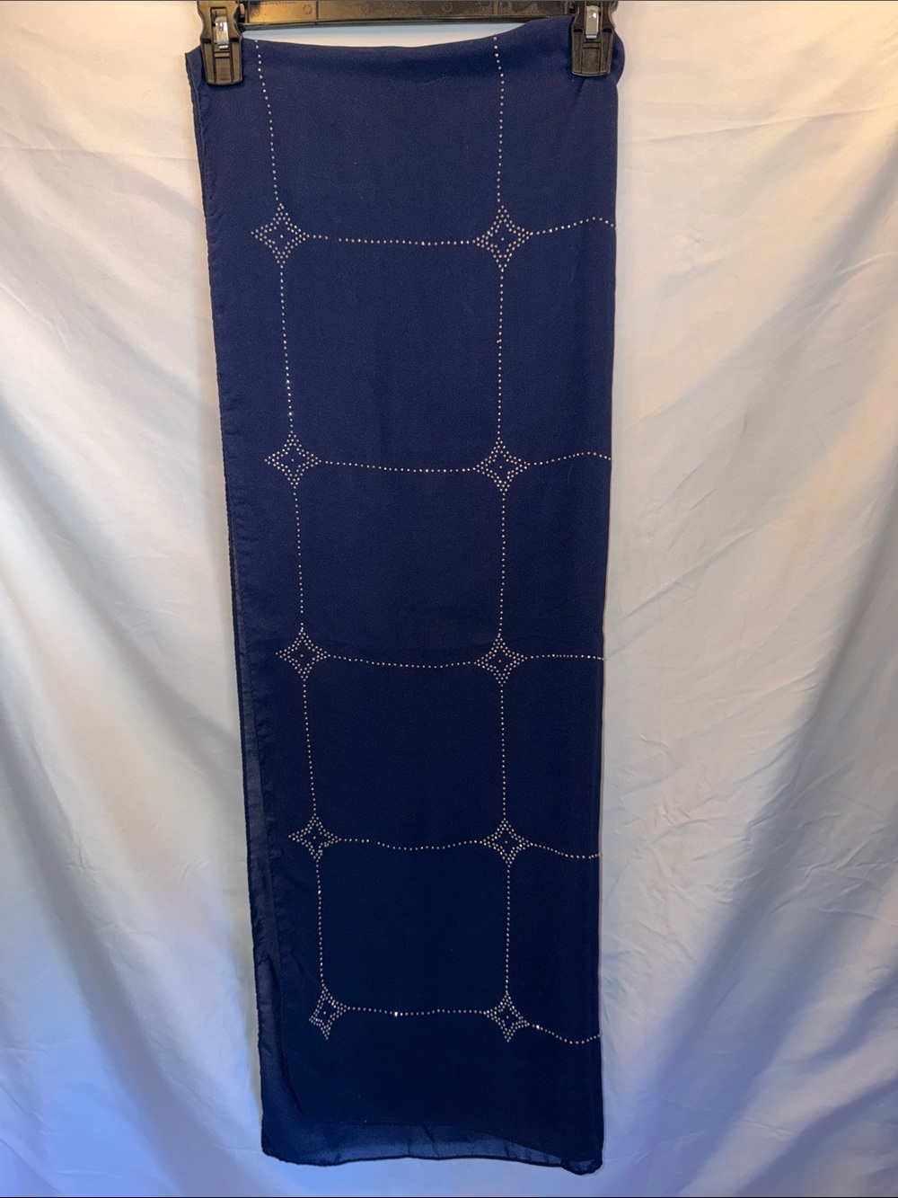 Navy Blue Sheer Scarf, 48”X 64”, Sparkle Detail, (T2-0192)